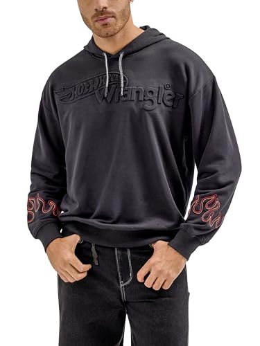 Wrangler mens X Hot Wheels™ Logo Flame Hoodie