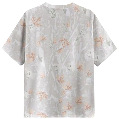 Image of Womens Camo Shirt Oversized Maple Leaf Short Sleeve T Shirts Tops | Loose Fit,White Camo T-Shirt,Crew Neck,Half Sleeve,Everyday Outfits,Gym,Workout,Home,Work,Hiking,2026 Basic Tee