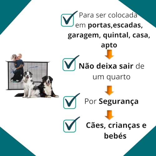 Tela Grade Rede Para Porta Escada Cachorro Pet Cães Cão Proteção Segurança Varios Tamanhos (Preta, 1