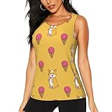 Womens Tank Tops, Dry Fit Gym Athletic Running Workout Tank Tops for Women Cute Dog Ice Cream Tank Top