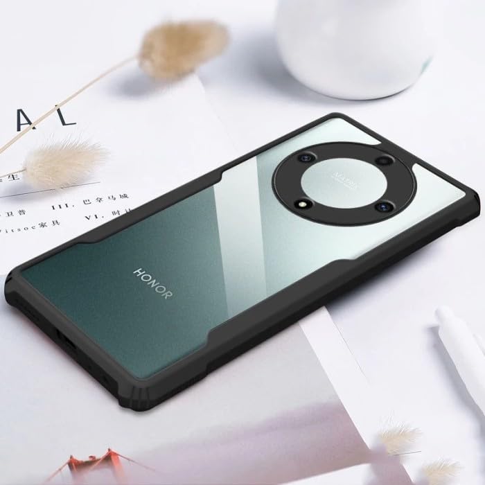 Image of Heavy Duty Hard PC Back + Soft TPU Ultra Slim Crystal Clear Protective Back Cover for Honor X9b 5G / ALI-NX1 - Black