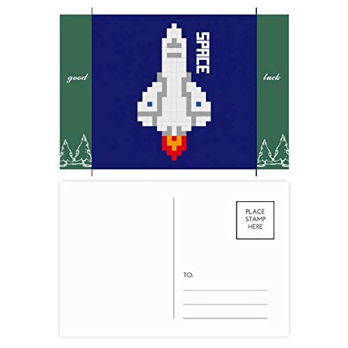 Jeu de cartes postales pixel fusée univers de 20 pièces pour correspondance
