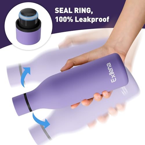 Exllena-Metal-Water-Bottle-500ml-with-Silicone-Strap-Double-Wall-Vacuum-Insulated-Water-Bottles-Keeps-Drinks-Cold-24-HrsHot-12-Hrs-Stainless-Steel-Water-Bottle-BPA-FreePurple