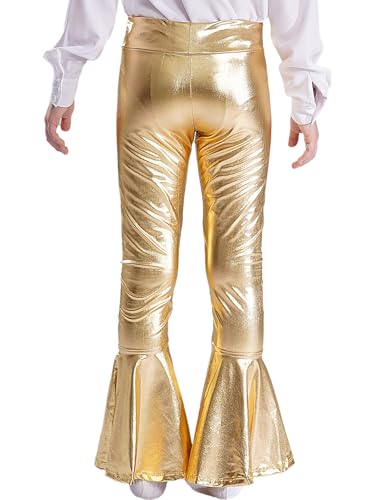 JEATHA Kids Girls Shiny Metallic Flared Pants Disco Dance Bell-Bottom Leggings Yoga Ruffle Trousers Dancewear2