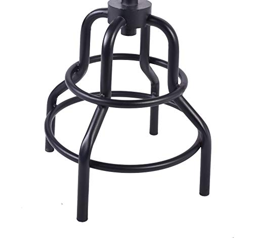 Topower American Antique Industrial Design Metal Adjustable Height Bar Stool Chair Kitchen Dining Breakfast Chair Natural Pinewood Industrial Style (Black 2Pcs) #TOP5