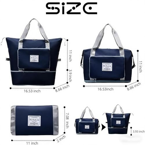 Large Capacity Foldable Travel Bag, Sports Shoulder Bag, Duffel Bag with Wet and Dry Separation, Oxford Fabric, Royal Blue — view 6