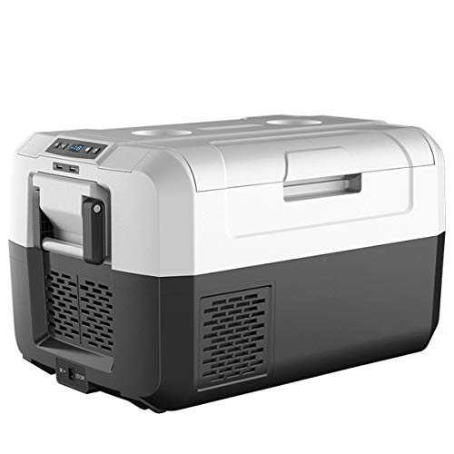GOPLUS Frigo Portable 35L pour Voiture avec Ecran LCD Numérique avec Deux Modes, Mini Réfrigérateur de Voiture en ABS, Glacière Éléctrique de Température -26℃ à 10℃, 671 x 455 x 390MM, Gris