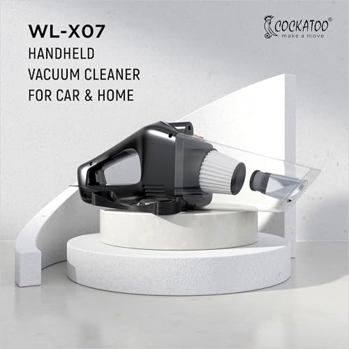 Image of Cockatoo WL-X07 Handheld Vacuum Cleaner for Car, 12V DC Car Port Power, 6300Pa Suction, 5M Long Cord, LED Light, Suction Nozzle, Brush, Long Hose, Portable Car Cleaning Tool, Black