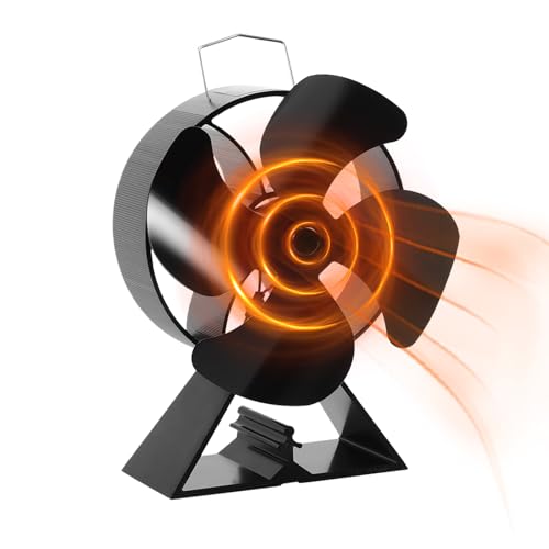 VODA Stove Fan, 4 Blades Fireplace Fan, Wood Burning Heat Powered Stove Fan, Compatible Most Stove such as Stove, Fireplace, Wood Burner Stove.