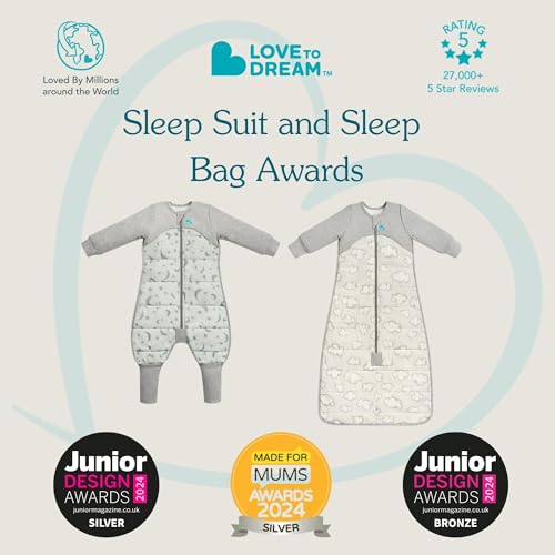 Image of Love to Dream Warm Toddler Sleep Suit (24-36 Mo), Super Soft Temp Regulating Sleeping Sack, 2.5TOG Warm Wearable Blanket, White
