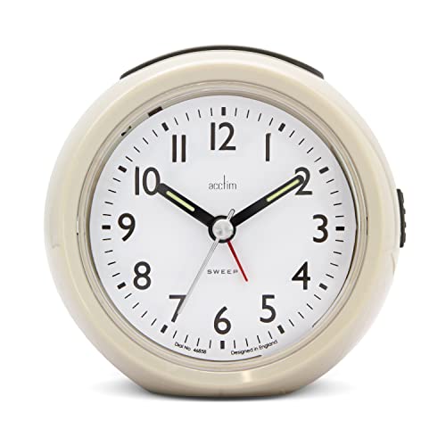 Acctim Grace Non-Ticking Sweep Analogue Bedroom Alarm Clock Earl Grey