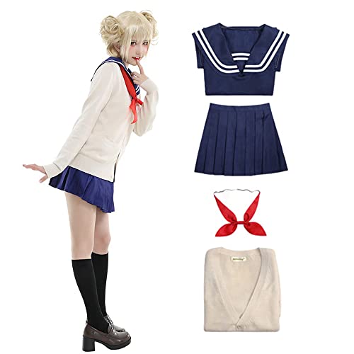 Disfraz de Cosplay de Himiko Toga, Uniforme Escolar japonés para Mujer, Conjuntos Marinos Marinos, Traje de Manga Corta, Halloween Cover