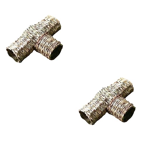 POPETPOP 2pcs Hamster Toy Tunnel Grass Weave Hideout for Pets and Safe Hamster Play Supply Fun Exercise Toy for Gerbils and Rats