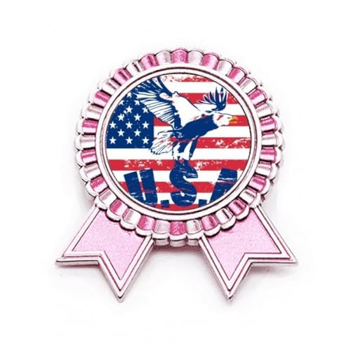 Broche aigle Haliaeetus leucocephalus ameflag médaille rose M