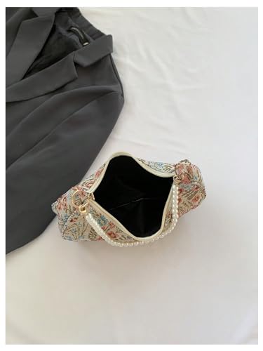 Image of Verdusa Women's Pearl Top Handle Shoulder Handbag Floral Hobo Bag