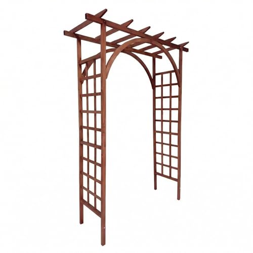 7 ft Wooden Arbor Trellis, Arched and Flat Top Solid Fir Wood Arbor Stand for Climbing Plant and Garden Decoration,Teak by PeakPursuit - Used condition - US$109.39