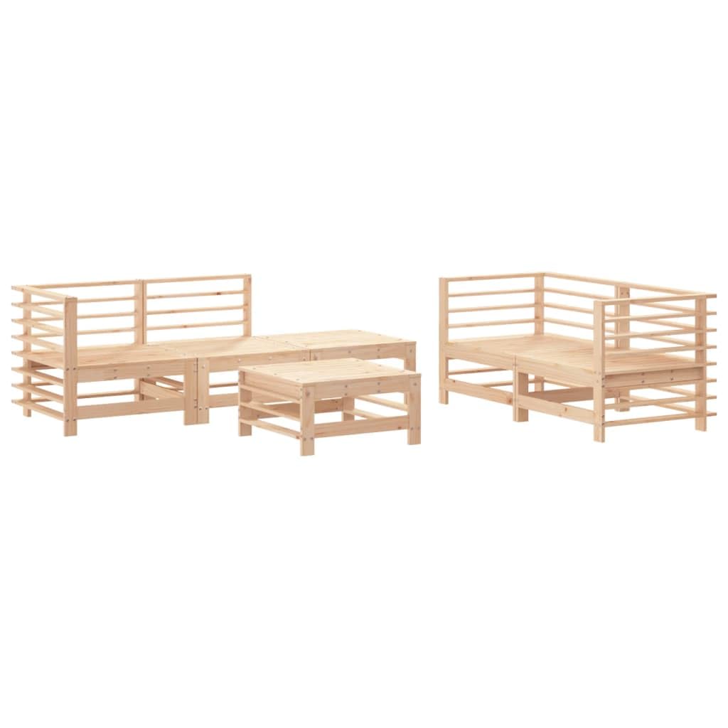 Salon de jardin 6 pcs canapé avec repose-pied et table de patio