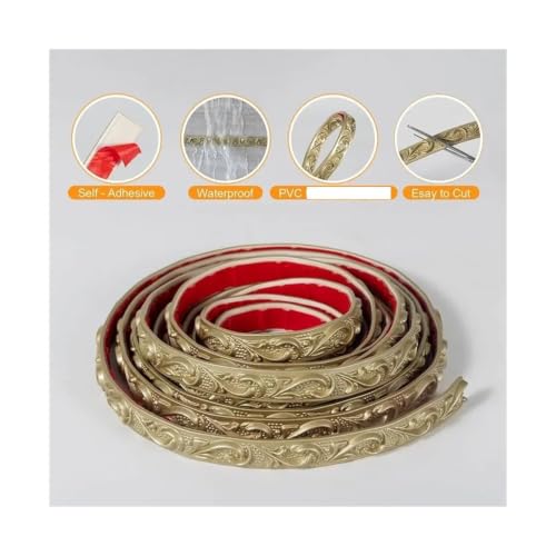 Moldura de corona dorada autoadhesiva impermeable y flexible para marcos de espejo 4