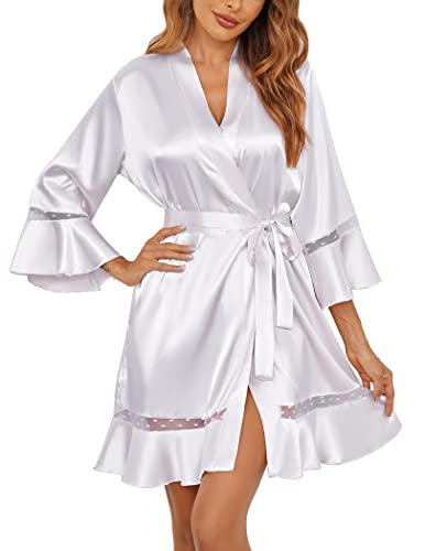 Ekouaer Women's Satin Robe Silky Kimono Bathrobe For Bride Bridesmaids Wedding Party Loungewear,X-Large #TOP18