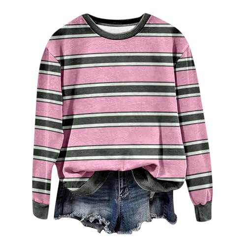 Sweat à capuche style anime country rose | Pull graphique rayé coupe ample L