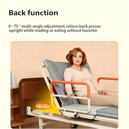 UdaCa Homecare Rotating Nursing Bed, Wooden Rotates Hospital Medical Bed, Fully Electric 90° Turning Chair Beds with Mattress, Adjustable Backrest Leg Height for Seniors & Disabled,Rotated Left - Image 6