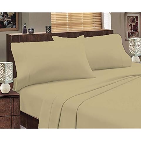 EIRENE THREADZ EXTRA DEEP BISCUIT COLOUR DOUBLE FITTED SHEET 180TC LUXURY PERCALE QUALITY Cover