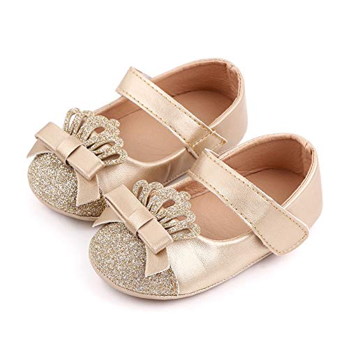 0-18M Baby Girls Mary Jane Flats Newborn Toddler Kids Crown Leather Shoe Soft First Walking Princess Shoe3