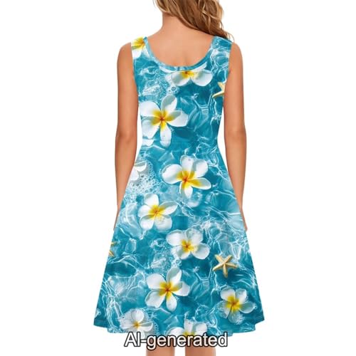 Image of Dreaweet Casual Sleeveless Dresses for Women Girls, Round Neck Tank Dresses with Pockets Summer Sundress Size XS-4XL