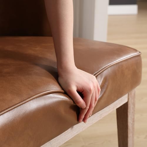 HNY Mid-Century Leather Barrel Chair, Brown - image 8