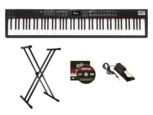 Roland RD-88EX Professional 88-Key Stage Piano - Black Bundle with Adjustable Stand, Sustain Pedal...
