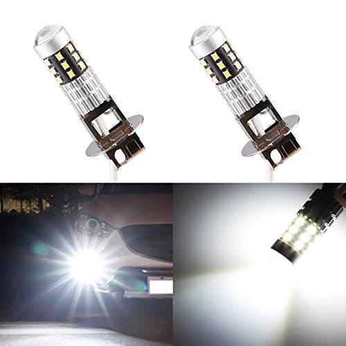 H3 LED Fog Lights Bulbs Lamp 6000k Morefulls New Design 1600 Lumens 360° Beam Angle White With Projector, Extremely Bright Fog Lights Bulb or DRL LED Bulb(Set of 2)