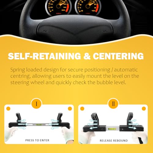 Image of Steering Wheel Level Alignment Tool Fit for Most Steering Wheels With an Internal Diameter 170-250mm + 280-340mm, Spring-Loaded Steering Wheel Holder Level (Double Side)