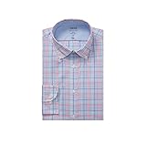 IZOD Men's Dress Shirt Slim Fit Stretch FX Cooling Collar Check, Pink Multi, 18'-18.5' Neck 34'-35' Sleeve