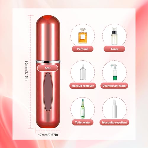 Image of Portable Mini Perfume Atomizer Bottle, 5ml /0.17oz Refillable Spray, Scent Pump Case, Travel Atomizer (Glossy Red)