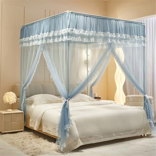 Bed Curtains Canopy Princess Pink Romance Bohemian Tassel Ruffled Lace