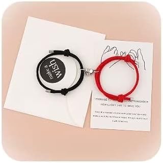 2Pcs Matching Bracelets for Boyfriend GirlFriend Heart Bracelets for Couples Promise Valentine's Day Christmas Birthday Bracelets Gifts for Him Her