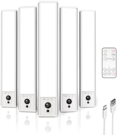 EZVALO 5-Pack Under Cabinet Lighting, 2400mAh Motion Sensor Light...