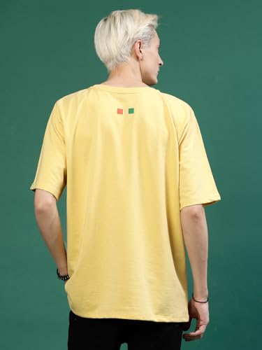 Image of Rigo Back Printed Half Sleeves Round Neck Oversized T-Shirt for Men | Drop Shoulder T-Shirt for Men | Loose Baggy Fit T-Shirt for Men