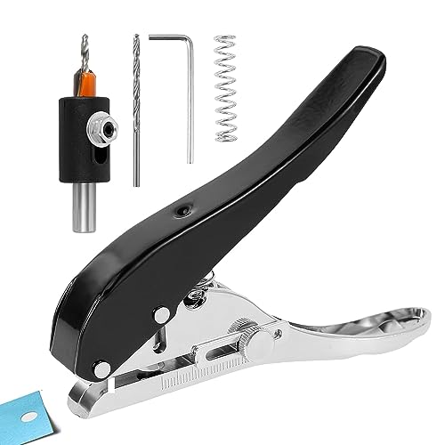 Hole Punch, 5Pcs Single Hole Punch 5/16inch Heavy Duty Hole Puncher, Portable Hole Puncher Single, Paper Hole Puncher, Handheld Punching Tool with Limiter for Paper Cards Plastic Cardboard PW