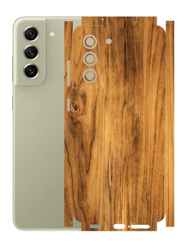Image of AtOdds - Full Body Back Screen Guard Protector Film - Wooden Textured Lamination Wrap Skin Sticker Compatible with Samsung Galaxy S21 FE | Scratchproof Matte Finish (Design - Oak Wood)