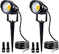 SUNVIE 12W LED Low Voltage Landscape Lights, Outdoor 12V 3000K Warm White (900LM) Waterproof Garden Pathway Lights Wall Tree Flag Spotlights with Spike Stand, 2 Pack with Connector