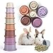 SKYWHALE 8PCS Stacking Cups for Rabbits, Stackable Bunny Toys, Natural Sugarcane Plastic Pet Nesting Snack Cup, Chinchilla, Guinea Pig and Parrot Enrichment Toys for Hiding Food and Playing