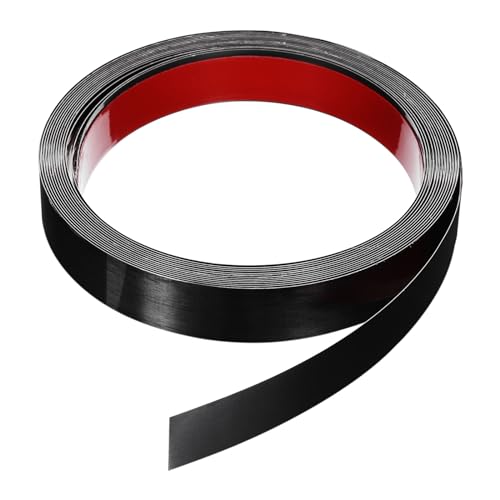 QUARKZMAN 6m x 25mm Zierleisten Selbstklebend, Wandleisten zum Aufkleben und Anbringen von Rahmen, Edelstahlleiste mit gebürstetem Finish für Wand, Decke, Schrank, Fliesenkante, Schwarz