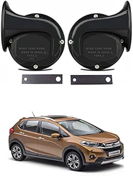 EIAC Universal Windtone Jalwa Horn (2 and 4 wheelers), Black color, Heavy plastic body, Set of 2, 12V voltage For WRV Universal For All Models