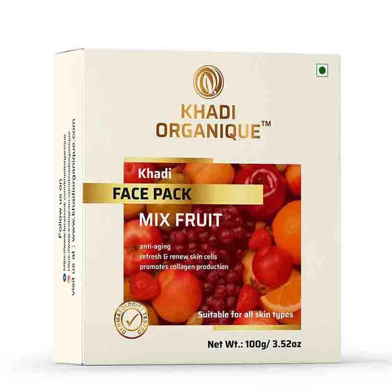 Khadi-Organique. Mix Fruit Face Pack (Apple Extract, Papaya Extract, Pineapple Extract, Kiwi Extract, Pomegranate Extract, Fig Extract) -100g/3.52oz