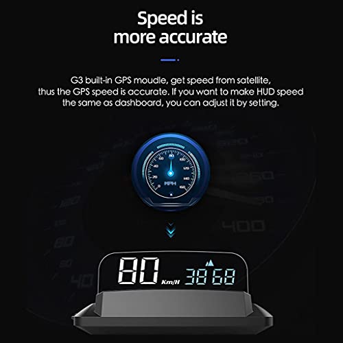 Kaolali Hud Head Up Display Gps Speedometer Digital Speed 3D Reflection For Cars Digital Speed Mph Overspeed Alarm #TOP2