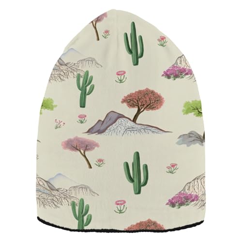 JUMBEAR Retro Hills and Cactus - Gorro de invierno para hombre y mujer, reversible, resistente al viento, gorro cálido de calavera para mujer
