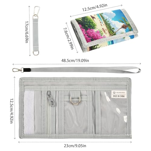 Coconut Crowd Flowers Blue Kids Wallet for Boys Girls Trifold Sport Outdoor Wallets for Teen Children Youth Wallet with Zippered Coin Pockets Card Holders Front Pocket Wallets with Magic Sticker3