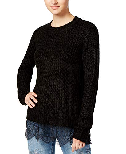 Ultra Flirt by Ikeddi Juniors Lace Trim Sweater Black L - Main Image