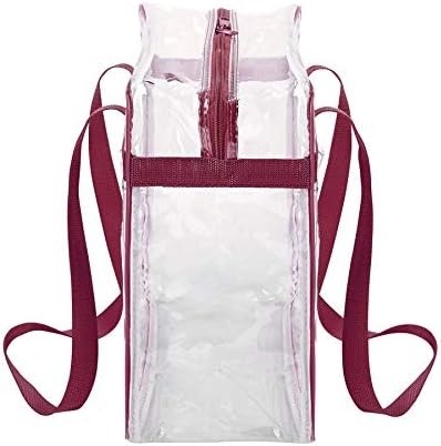 Clear 12 x 12 x 6 Stadium Tote Bag with Side Pocket and 35" Shoulder Straps